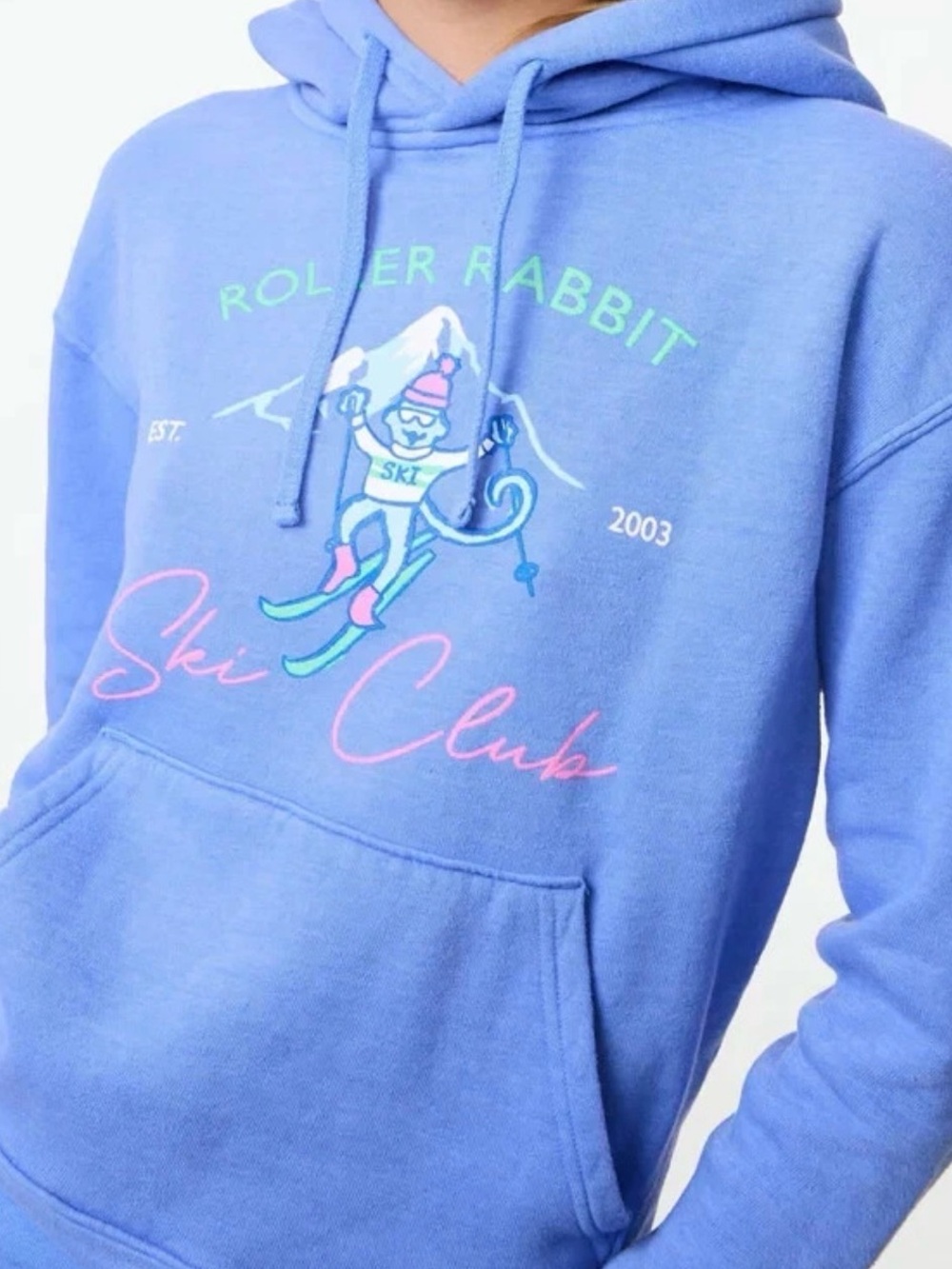 Roller Rabbit Ski Club Blue Graphic Hoodie Size M